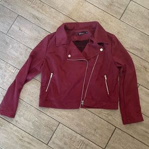 NWOT Burgundy Maroon Suede Like Jacket